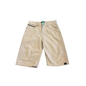 VANS BOYS LONG SKATEBOARD SHORTS VINTAGE TAN AND GREEN POCKETS SIZE 16